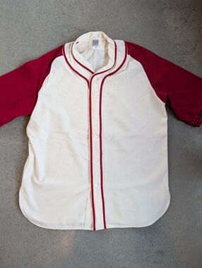 NWOT %100 Wool Ebbets Field Baseball Flannel Jersey XL Red Cream